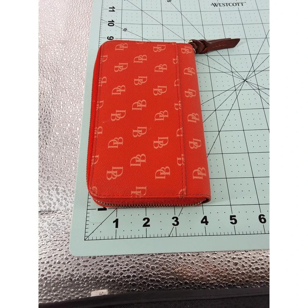 Dooney & Bourke Orange Signature Monogram Crossbody Bag & Wallet Set AS IS